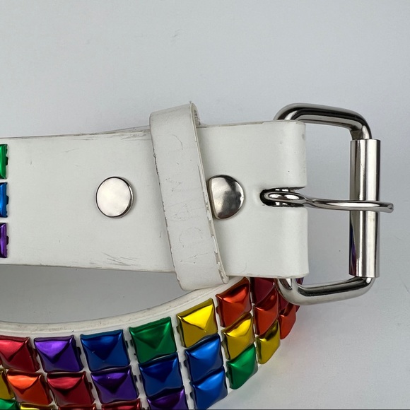 Vintage Hot Topic Rainbow Studded Gothic Emo Punk Belt - Picture 4 of 7